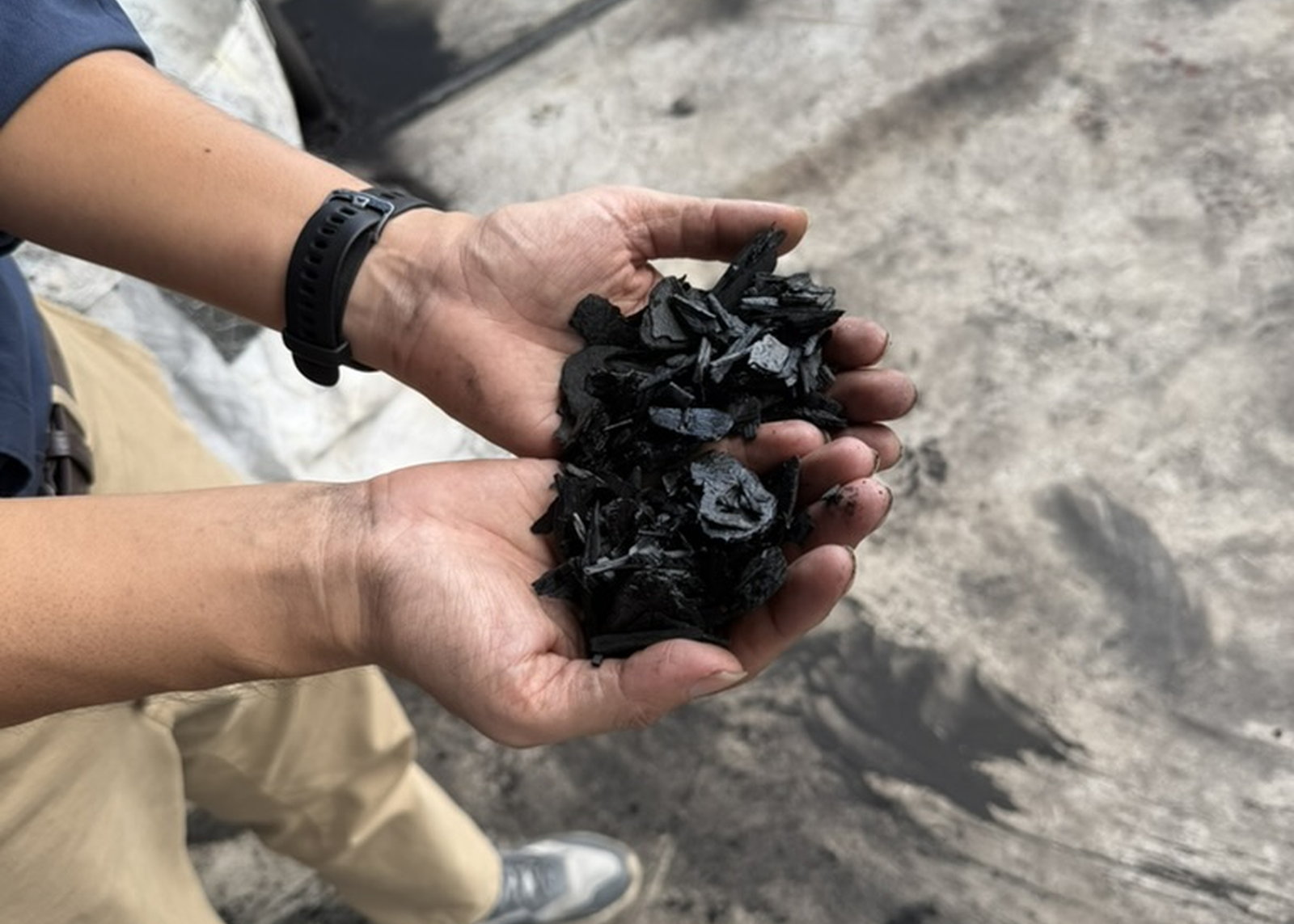 Biochar close-up at the Dark Earth facility in Singapore